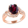 Thumbnail Image 1 of EFFY™ Collection Oval Rhodolite Garnet and 1/5 CT. T.W. Diamond Double Swirl Frame Ring in 14K Rose Gold