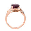 Thumbnail Image 3 of EFFY™ Collection Oval Rhodolite Garnet and 1/5 CT. T.W. Diamond Double Swirl Frame Ring in 14K Rose Gold