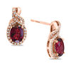 Thumbnail Image 1 of EFFY™ Collection Oval Rhodolite Garnet and 1/4 CT. T.W. Diamond Twist Frame Drop Earrings in 14K Rose Gold