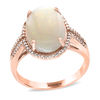 Thumbnail Image 2 of EFFY™ Collection Oval Opal and 1/5 CT. T.W. Diamond Frame Split Shank Ring in 14K Rose Gold