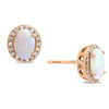 Thumbnail Image 1 of EFFY™ Collection Oval Opal and 1/8 CT. T.W. Diamond Frame Stud Earrings in 14K Rose Gold