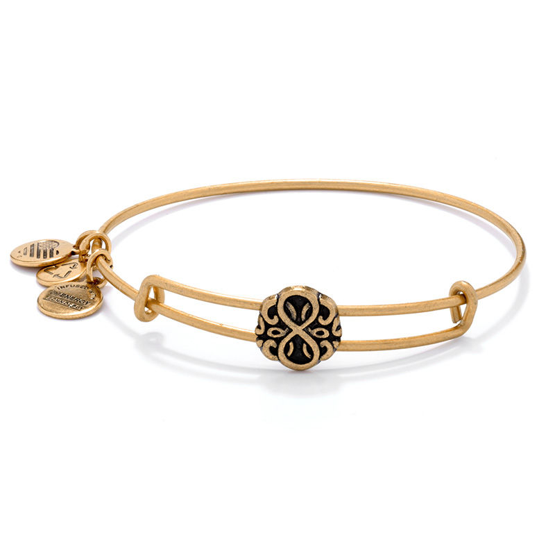 Main Image 1 of Alex and Ani Path of Life Slider Charm Bangle in Gold-Tone Brass