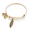 Thumbnail Image 0 of Alex and Ani Feather Charm Bangle in Gold-Tone Brass