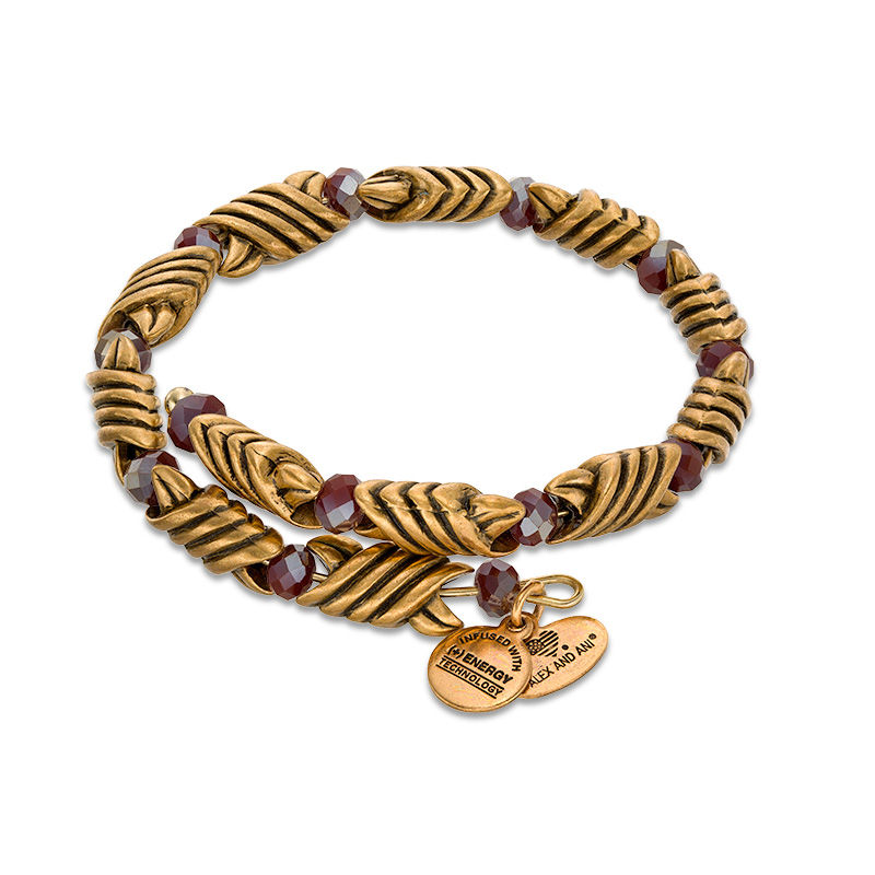Alex and Ani Forest's Blessing Jasper Crystal and Beaded Wrap Bangle in Gold-Tone Brass