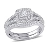 Thumbnail Image 0 of 1/2 CT. T.W. Princess-Cut Diamond Double Frame Bridal Set in Sterling Silver