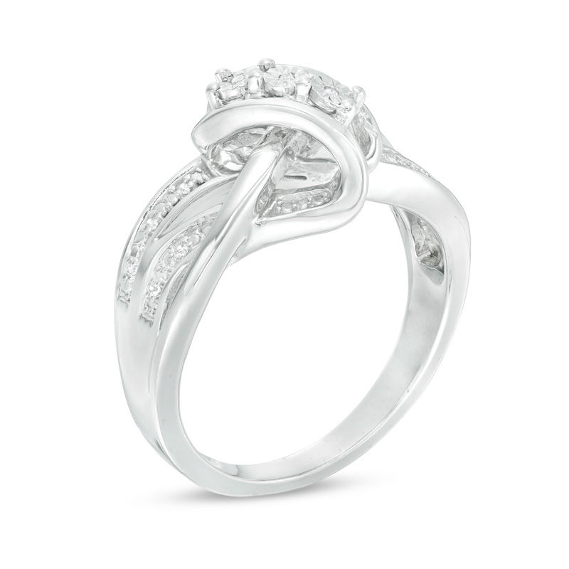 Diamond Accent Three Stone Crossover Ring in Sterling Silver