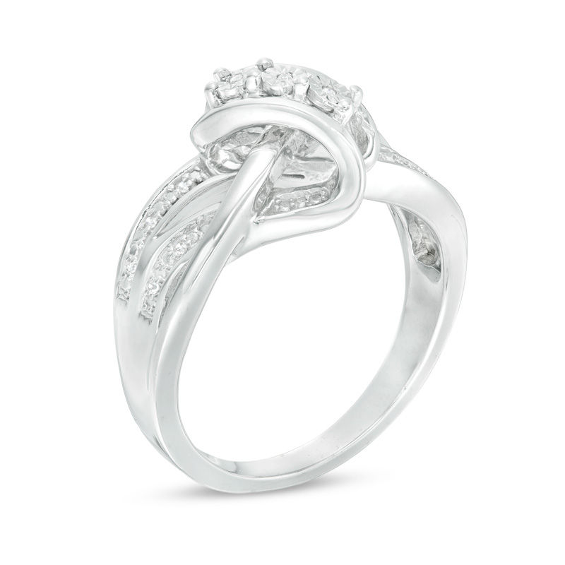 Main Image 2 of Diamond Accent Three Stone Crossover Ring in Sterling Silver