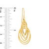 Thumbnail Image 1 of Made in Italy Diamond-Cut Layered Circles Drop Earrings in 14K Gold