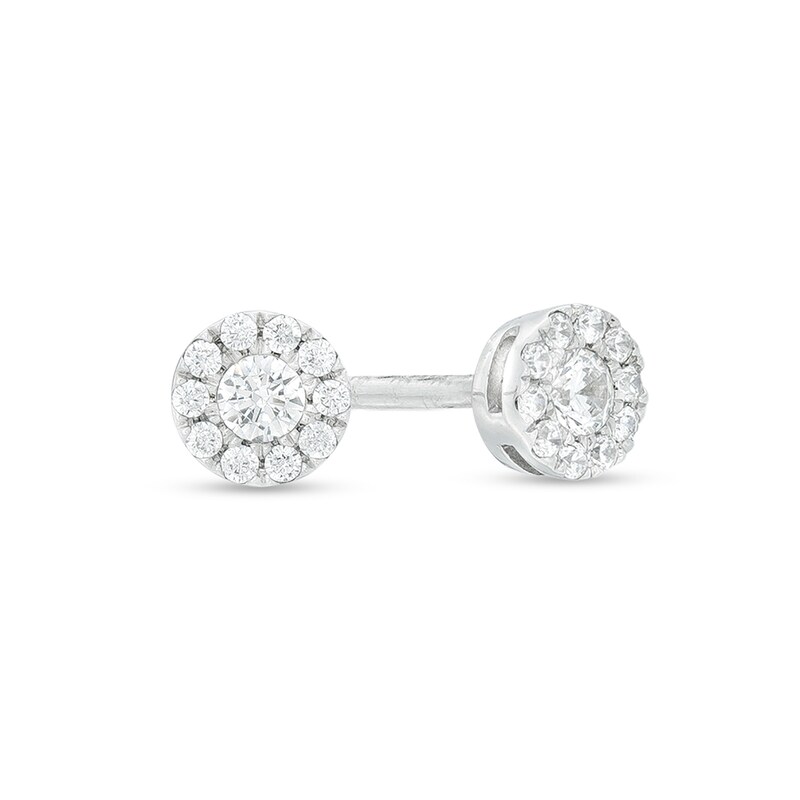 1/10 CT. T.W. Diamond Frame Stud Earrings in 10K White Gold