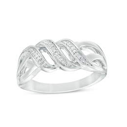 Diamond Accent Twist Flame Ring in Sterling Silver