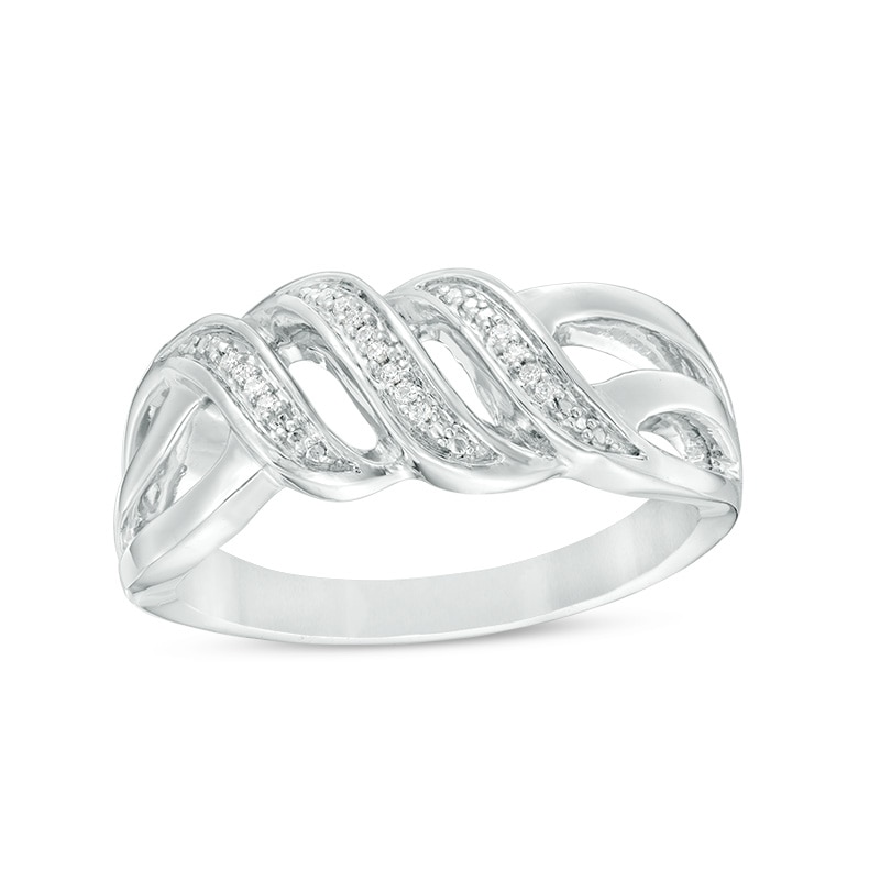 Main Image 1 of Diamond Accent Twist Flame Ring in Sterling Silver
