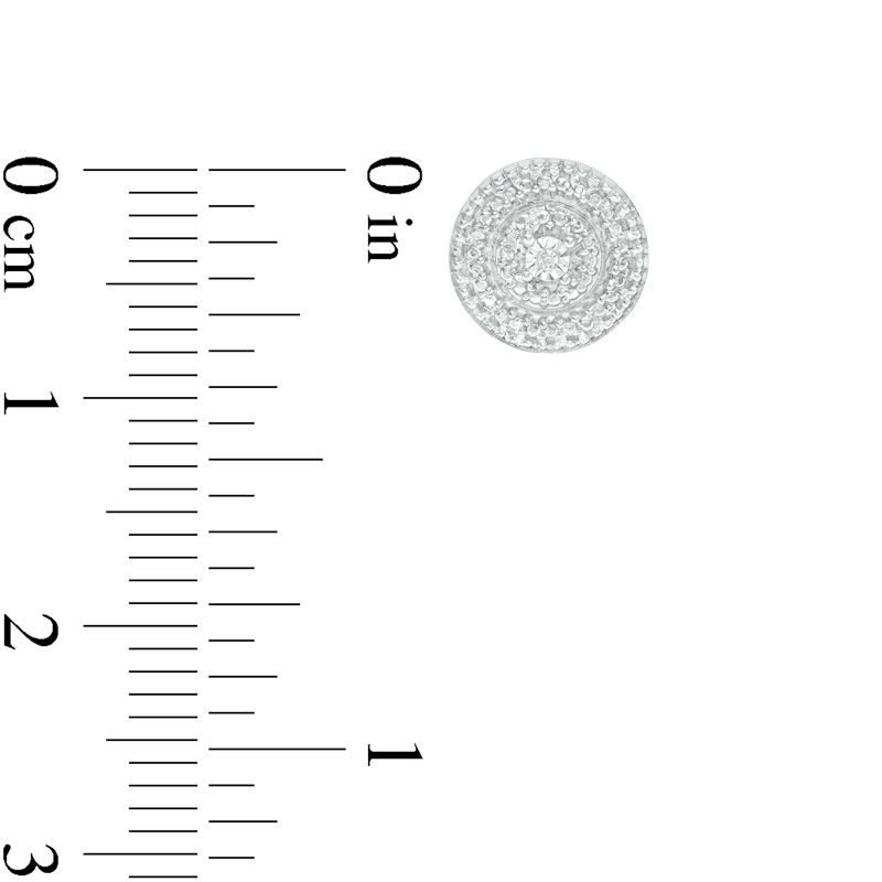 Main Image 2 of Diamond Accent Double Beaded Frame Stud Earrings in Sterling Silver