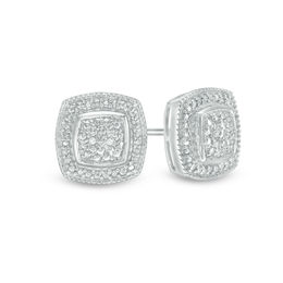 Diamond Accent Cushion Stud Earrings in Sterling Silver