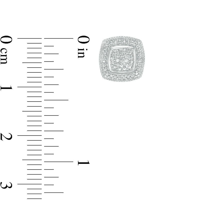Main Image 2 of Diamond Accent Cushion Stud Earrings in Sterling Silver