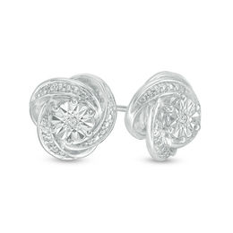 Diamond Accent Love Knot Stud Earrings in Sterling Silver