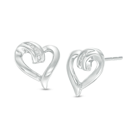 Diamond Accent Heart Stud Earrings in Sterling Silver Diamond Accent Heart Stud Earrings in Sterling Silver