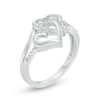 Thumbnail Image 2 of Diamond Accent Interlocking Double Hearts Ring in Sterling Silver