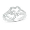Thumbnail Image 0 of Diamond Accent Interlocking Double Hearts Ring in Sterling Silver
