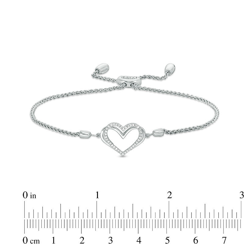 The Kindred Heart from Vera Wang Love Collection 1/10 CT. T.W. Diamond Bolo Bracelet in Sterling Silver - 9.5"