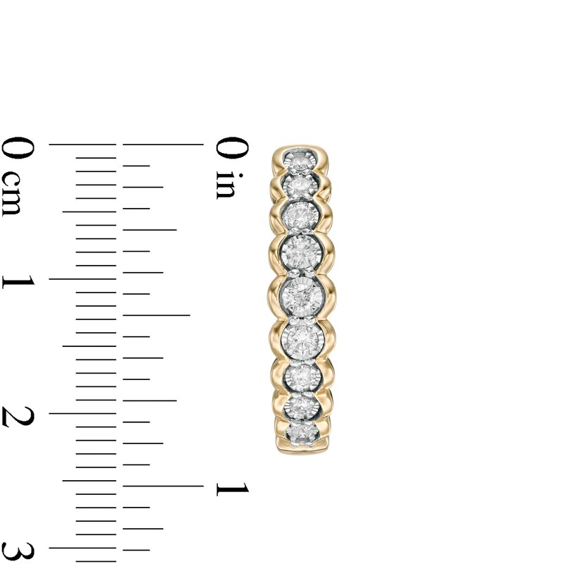 Main Image 2 of 1/2 CT. T.W. Diamond Scalloped Hoop Earrings in 10K Gold