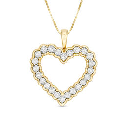 1/2 CT. T.W. Diamond Scallop Edge Heart Pendant in 10K Gold