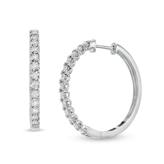 1 CT. T.W. Diamond Hoop Earrings in 10K White Gold 1 CT. T.W. Diamond Hoop Earrings in 10K White Gold