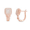 1 CT. T.W. Composite Diamond Cushion Frame Braid Drop-Hoop Earrings in 10K Rose Gold