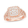 Thumbnail Image 1 of 1 CT. T.W. Composite Diamond Cushion Frame Braid Shank Ring in 10K Rose Gold