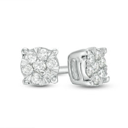 1 Carat Diamond Stud Earrings W Round Diamonds 14k White Gold