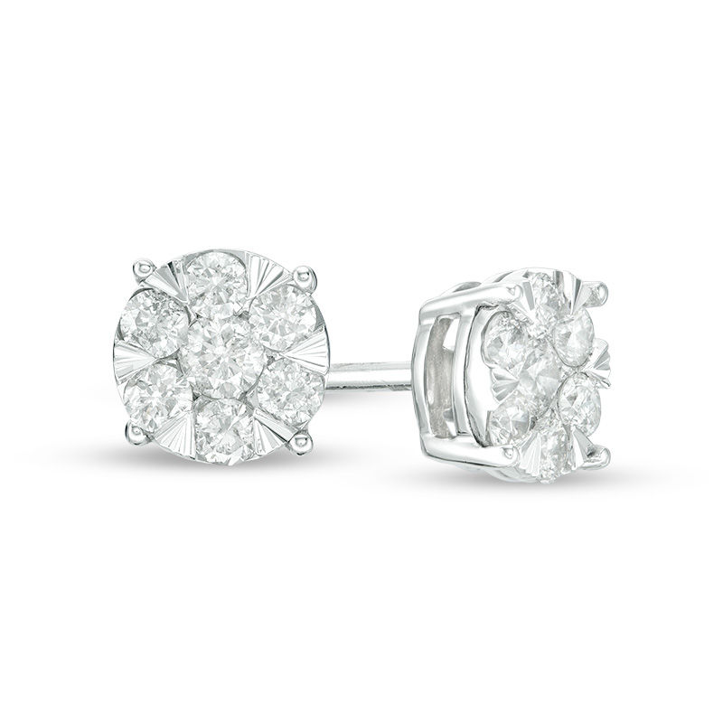 1/2 CT. T.W. Diamond Frame Stud Earrings in 10K White Gold