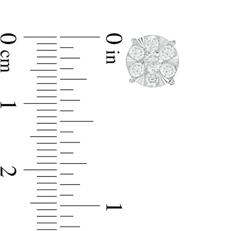 Main Image 2 of 1 CT. T.W. Diamond Frame Stud Earrings in 10K White Gold