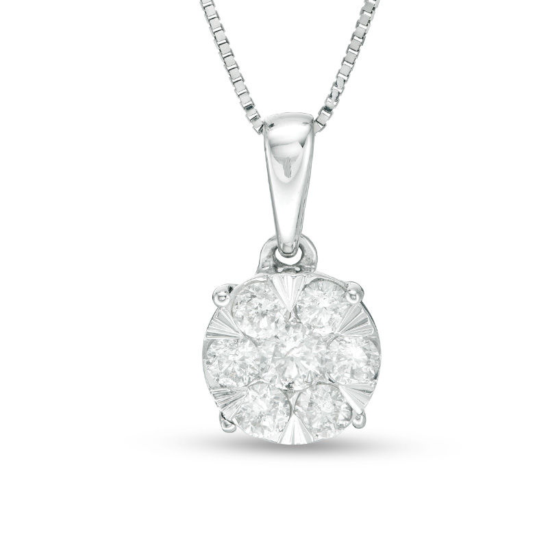 Main Image 1 of 1/2 CT. T.W. Diamond Frame Pendant in 10K White Gold