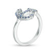 Thumbnail Image 1 of Lab-Created Blue Sapphire Sideways Anchor Ring in Sterling Silver
