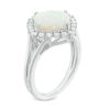 Thumbnail Image 2 of Cushion-Cut Lab-Created Opal and White Sapphire Frame Pendant, Earrings and Ring Set in Sterling Silver - Size 7