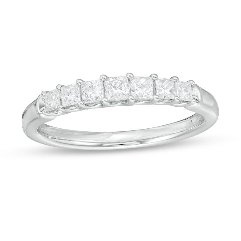Main Image 1 of 1/2 CT. T.W. Princess-Cut Diamond Seven Stone Anniversary Band in 14K White Gold