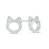 Thumbnail Image 1 of 1/5 CT. T.W. Diamond Cat Stud Earrings in Sterling Silver