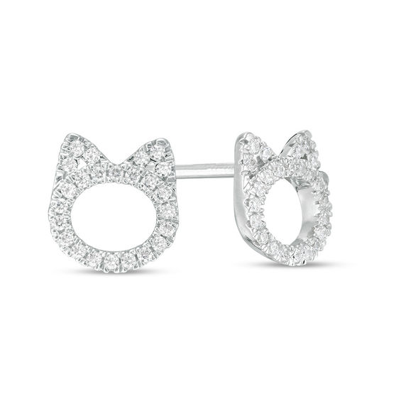 1 5 CT. T.W. Diamond Cat Stud Earrings in Sterling Silver Zales Outlet