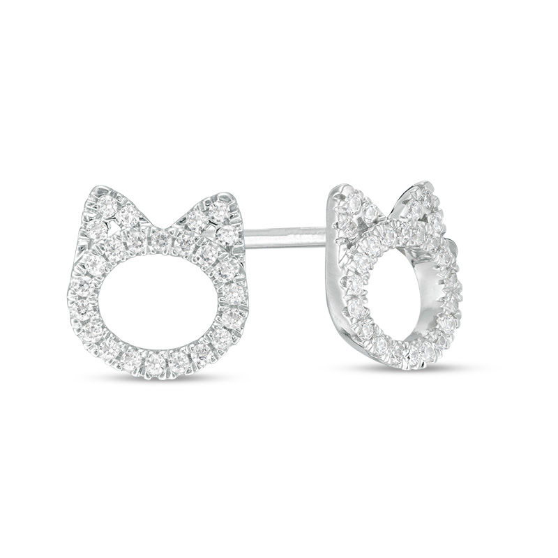 Main Image 1 of 1/5 CT. T.W. Diamond Cat Stud Earrings in Sterling Silver