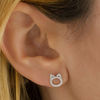 Thumbnail Image 1 of 1/5 CT. T.W. Diamond Cat Stud Earrings in Sterling Silver