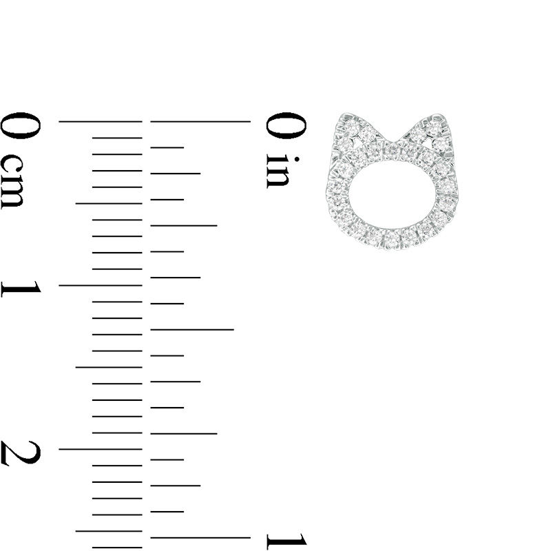 Main Image 3 of 1/5 CT. T.W. Diamond Cat Stud Earrings in Sterling Silver