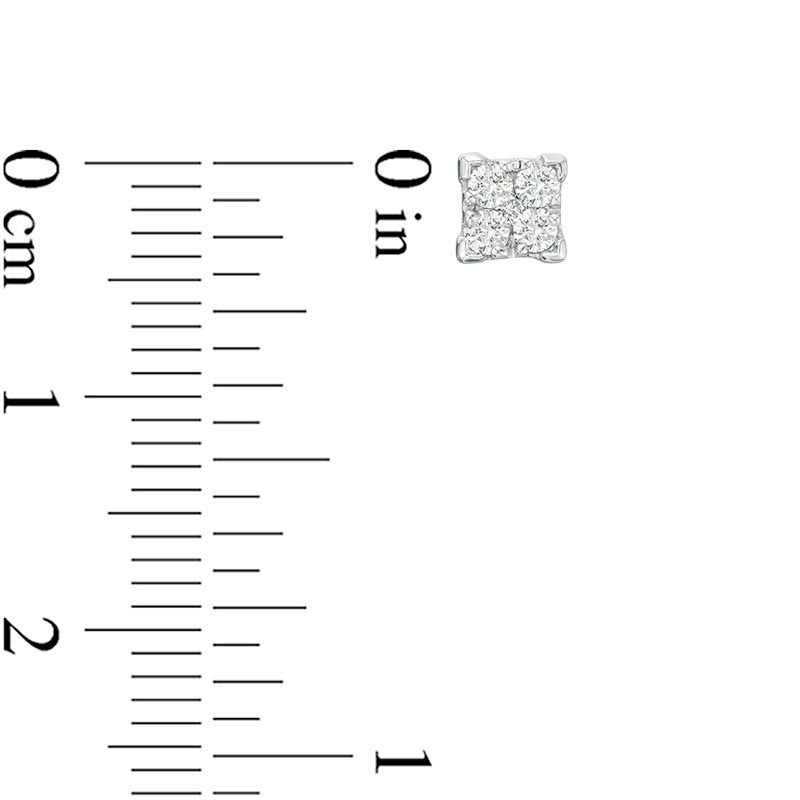 Main Image 2 of 1/10 CT. T.W. Quad Composite Diamond Square Stud Earrings in 10K White Gold