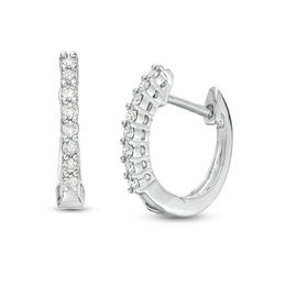 1/6 CT. T.W. Diamond Hoop Earrings in 10K White Gold