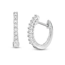 1/6 CT. T.W. Diamond Hoop Earrings in 10K White Gold