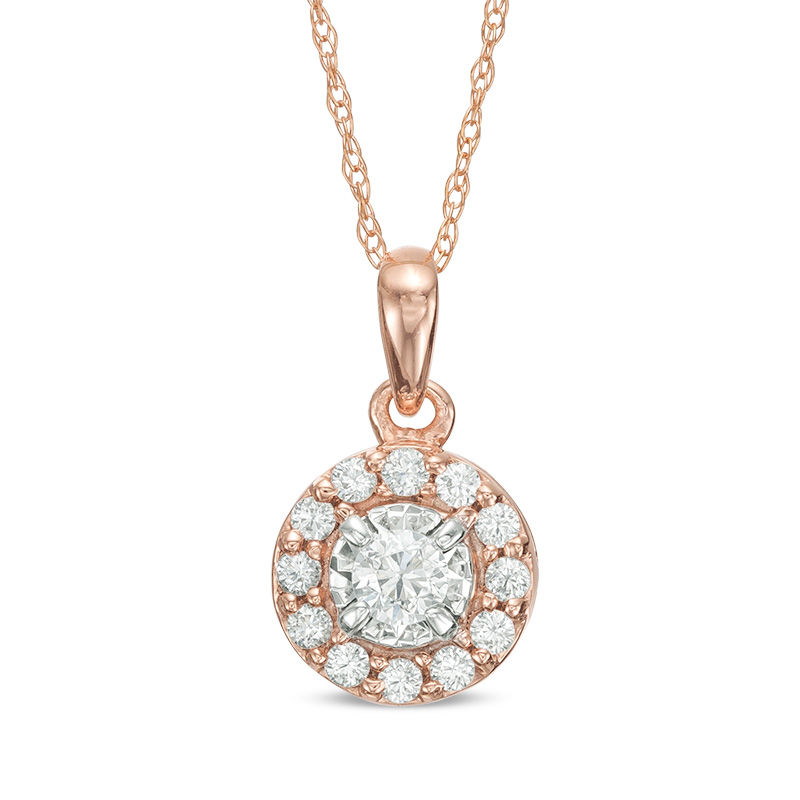 Main Image 1 of 1/4 CT. T.W. Diamond Frame Pendant in 10K Rose Gold