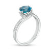 Thumbnail Image 1 of 7.0mm London Blue Topaz and Lab-Created White Sapphire Bypass Ring in Sterling Silver