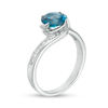 Thumbnail Image 2 of 7.0mm London Blue Topaz and Lab-Created White Sapphire Bypass Ring in Sterling Silver