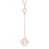 Thumbnail Image 0 of Cultured Freshwater Pearl and Lab-Created White Sapphire Cage "Y" Necklace in Sterling Silver with 18K Rose Gold Plate