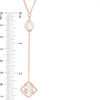 Thumbnail Image 2 of Freshwater Cultured Pearl and Lab-Created White Sapphire Cage "Y" Necklace in Sterling Silver with 18K Rose Gold Plate