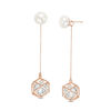 Cultured Freshwater Pearl and Lab-Created White Sapphire Front/Back Earrings in Sterling Silver with 18K Rose Gold Plate