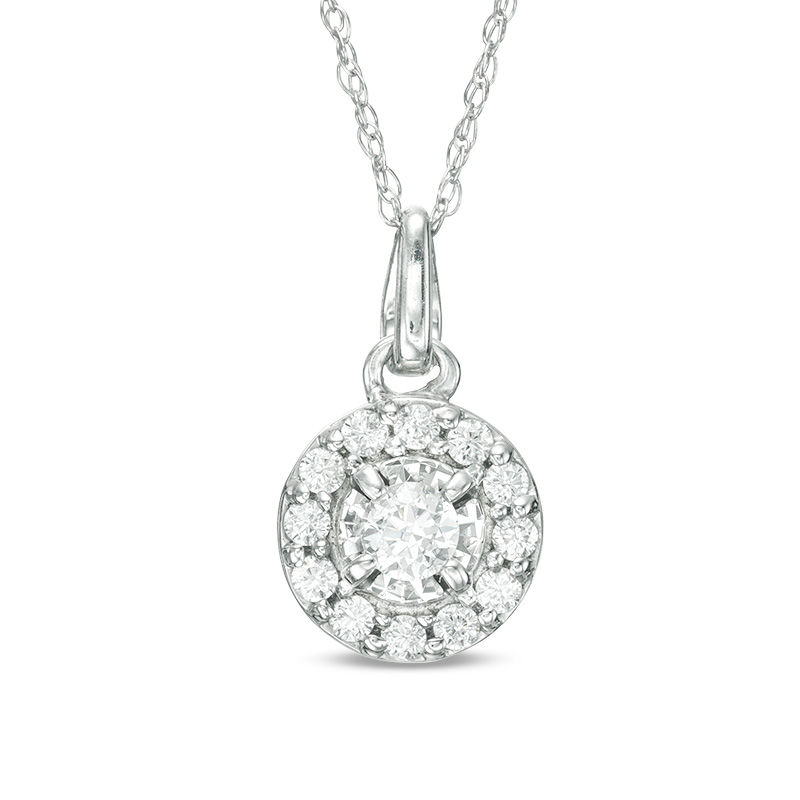 Main Image 1 of 1/4 CT. T.W. Diamond Frame Pendant in 10K White Gold